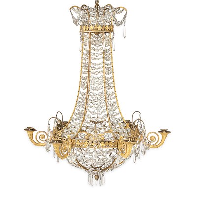 Lot 449 - Russian Neoclassical Gilt-Bronze and Cut Glass...