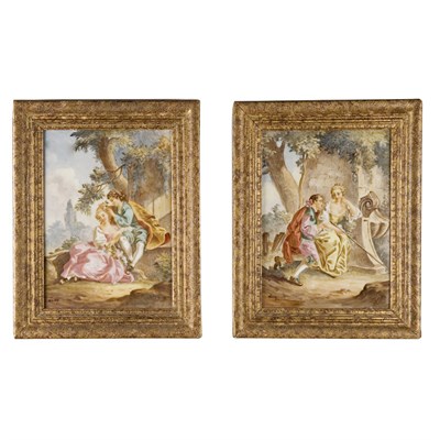 Lot 144 - Pair of Framed Continental Porcelain Plaques...
