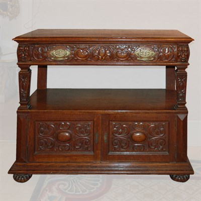 Lot 80A - Renaissance Style Carved Oak Server The upper...