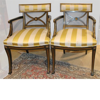Lot 101A - Pair of Regency Style Painted Armchairs Each...