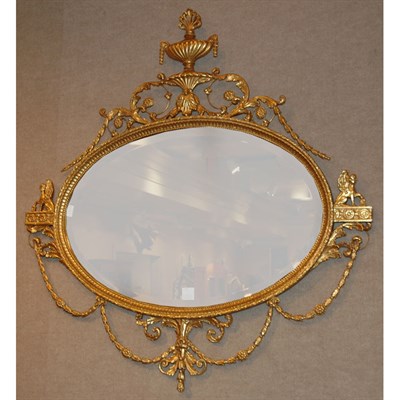 Lot 263 - Georgian Style Gilt-Wood Oval Mirror Height 50...