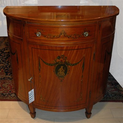 Lot 385 - George III Style Satinwood Demilune Cabinet...