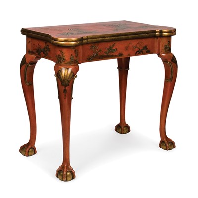Lot 477 - George II Style Chinoiserie Decorated Red...