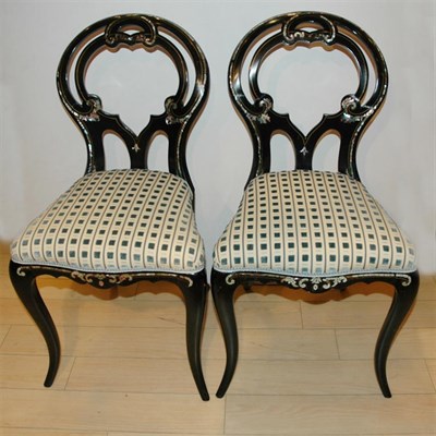Lot 428 - Pair of Mother-of-Pearl Inlaid Black Lacquered...