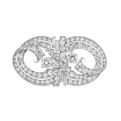 Lot 282 - Diamond Double-Clip Brooch