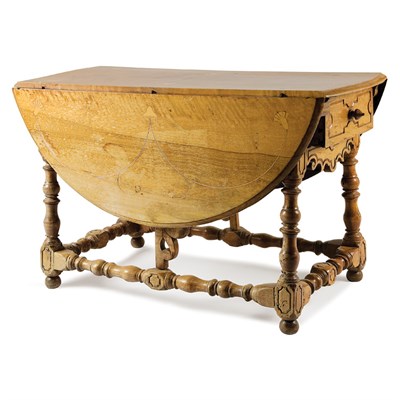 Lot 53 - Continental Inlaid Walnut Drop-Leaf Table 19th...