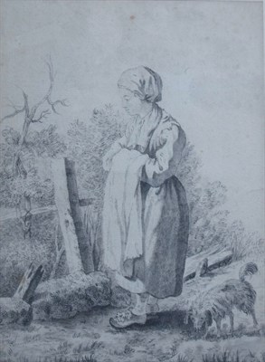 Lot 2 - French School 18th Century Girl with a Dog on...