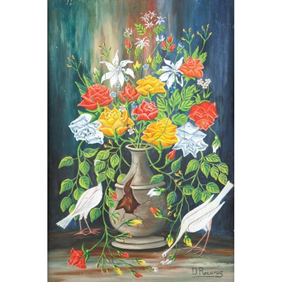 Lot 85 - Dieudonne Rouanez Haitian, b. 1920 Roses in...
