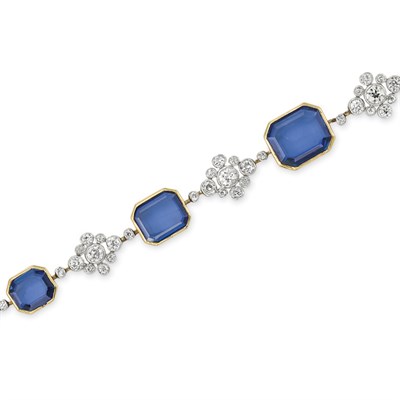 Lot 502 - Platinum, Gold, Sapphire and Diamond Bracelet, Tiffany & Co.