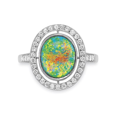 Lot 45 - Black Opal and Diamond Ring