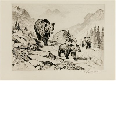 Lot 505 - Carl Rungius THE FAMILY (C. 38) Etching and...