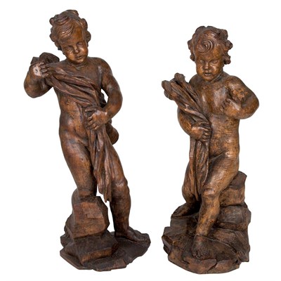 Lot 130 - Pair of Continental Baroque Style Walnut...