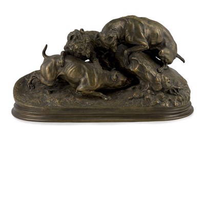Lot 70 - Gilt-Bronze Animalier Group After a model by P....