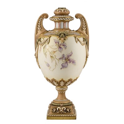Lot 438 - Royal Worcester Porcelain Vase and Cover Gilt...