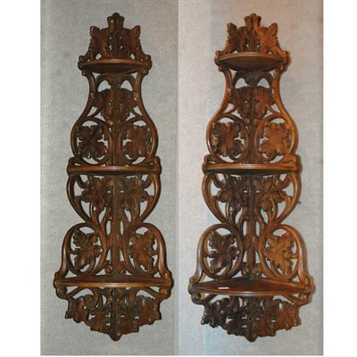 Lot 177 - Pair of Victorian Carved Walnut Corner Hanging...