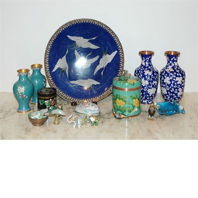 Lot 212 - Group of Chinese Cloisonne and Enamel Articles...