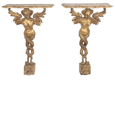 Lot 210 - Pair of Italian Rococo Style Gilt-Wood...