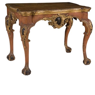 Lot 205 - German Rococo Painted and Parcel Gilt Console...