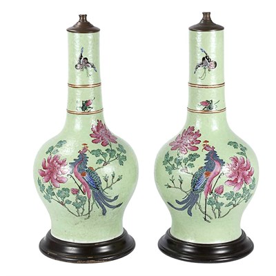 Lot 501 - Pair of Chinese Porcelain Bottle Vases Each...