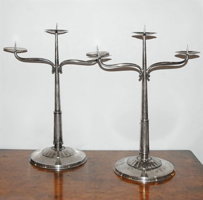 Lot 360 - Pair of Continental Silver Three-Light...