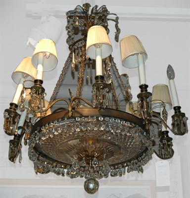 Lot 413 - Empire Style Patinated-Metal and Cut Glass Ten-...