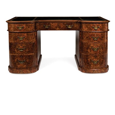Lot 482 - Victorian Burl Wood Pedestal Desk Height 28...