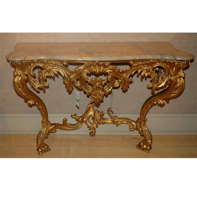 Lot 456 - Italian Rococo Style Gilt-Wood Console With a...
