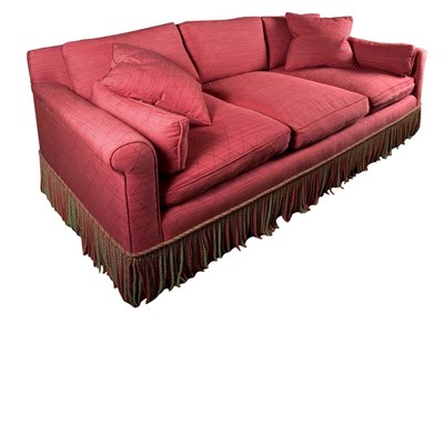 Lot 260 - Red Upholstered Sofa Length 6 feet 4 inches.