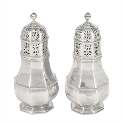 Lot 261 - Pair of Edward VII Silver Casters George...