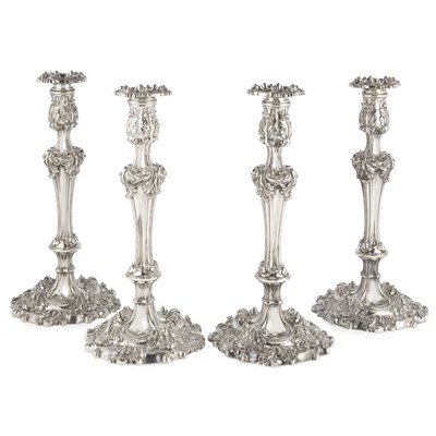 Lot 257 - Set of Four George IV Silver Candlesticks John...
