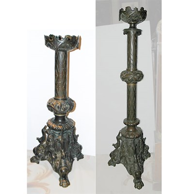 Lot 171 - Renaissance Style Patinated-Bronze Candlestick...