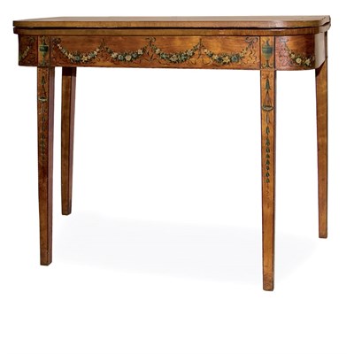 Lot 518 - Edwardian Painted Satinwood Fold-Over Game...