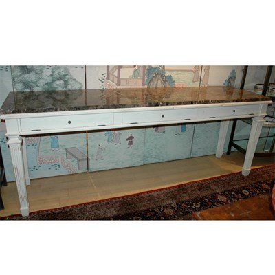 Lot 205 - Neoclassical Style Marble Top White Painted...