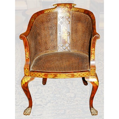 Lot 494 - Georgian Style Chinoiserie Decorated Caned...