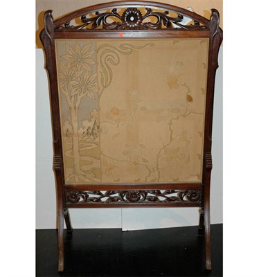 Lot 408 - Art Nouveau Mahogany Fire Screen The arched...