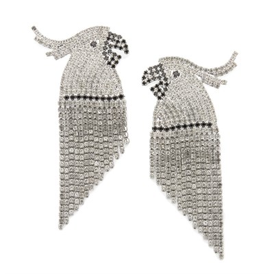 Lot 372 - Parrot Earrings 1980s Silver-tone metal set...
