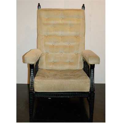 Lot 126 - Victorian Ebonized Hardwood Morris Chair With...