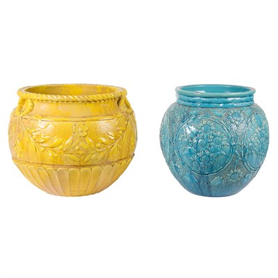 Lot 88 - Two Burmantofts Majolica Jardinieres...