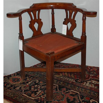 Lot 224 - Chippendale Style Walnut Corner Chair With two...