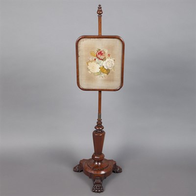Lot 270 - William IV Mahogany Pole Screen Second quarter...