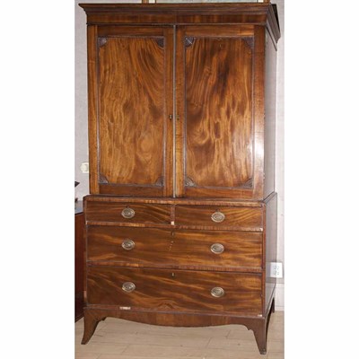 Lot 542 - George III Mahogany Linen Press Height 6 feet...
