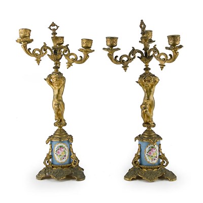 Lot 124 - Pair of Sevres Style Porcelain and Gilt-Bronze...