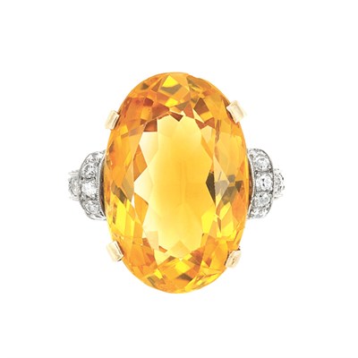 Lot 329 - Gold, Platinum, Citrine and Diamond Ring