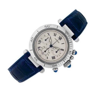 Lot 255 - Gentleman's Stainless Steel Chronograph Wristwatch, Cartier
