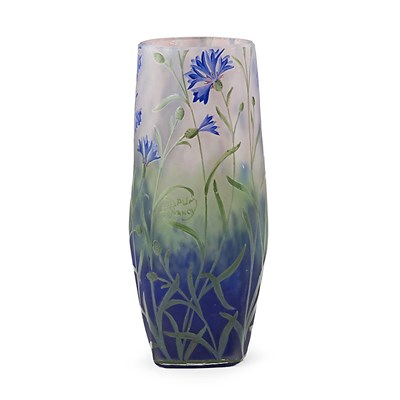 Lot 359 - Daum Acid Etched and Enameled Glass Vase Circa...
