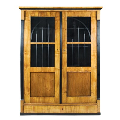 Lot 121 - Biedermeier Ebonized and Walnut Two-Door Side...