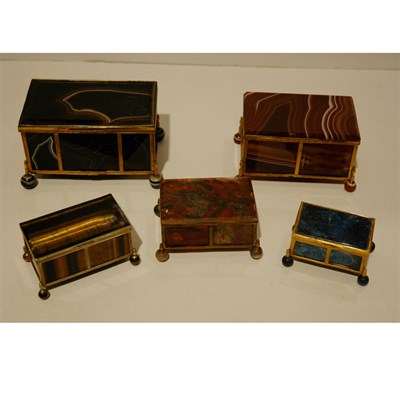 Lot 239 - Group of Nine Agate Desk Boxes Height of...