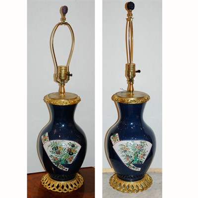 Lot 518 - Pair of Chinese Famille Verte and Powder Blue...