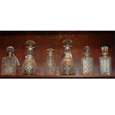Lot 165 - Group of Six Glass Decanters Including one...