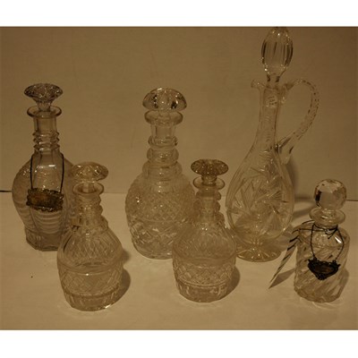 Lot 230 - Group of Five Cut Glass Decanters; Together...